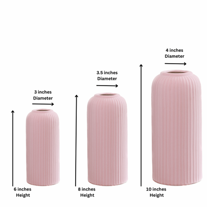 Yubi Sora Pink Lined Vase Set of 3