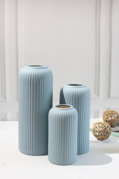 Yubi Sora Blue Lined Vase Set of 3
