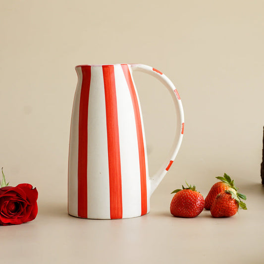Yubi Sora Tall Red Striped Jug Vase