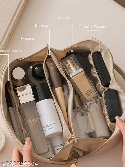 Yubi Sora Beige Leather Make Up Water Proof Bag